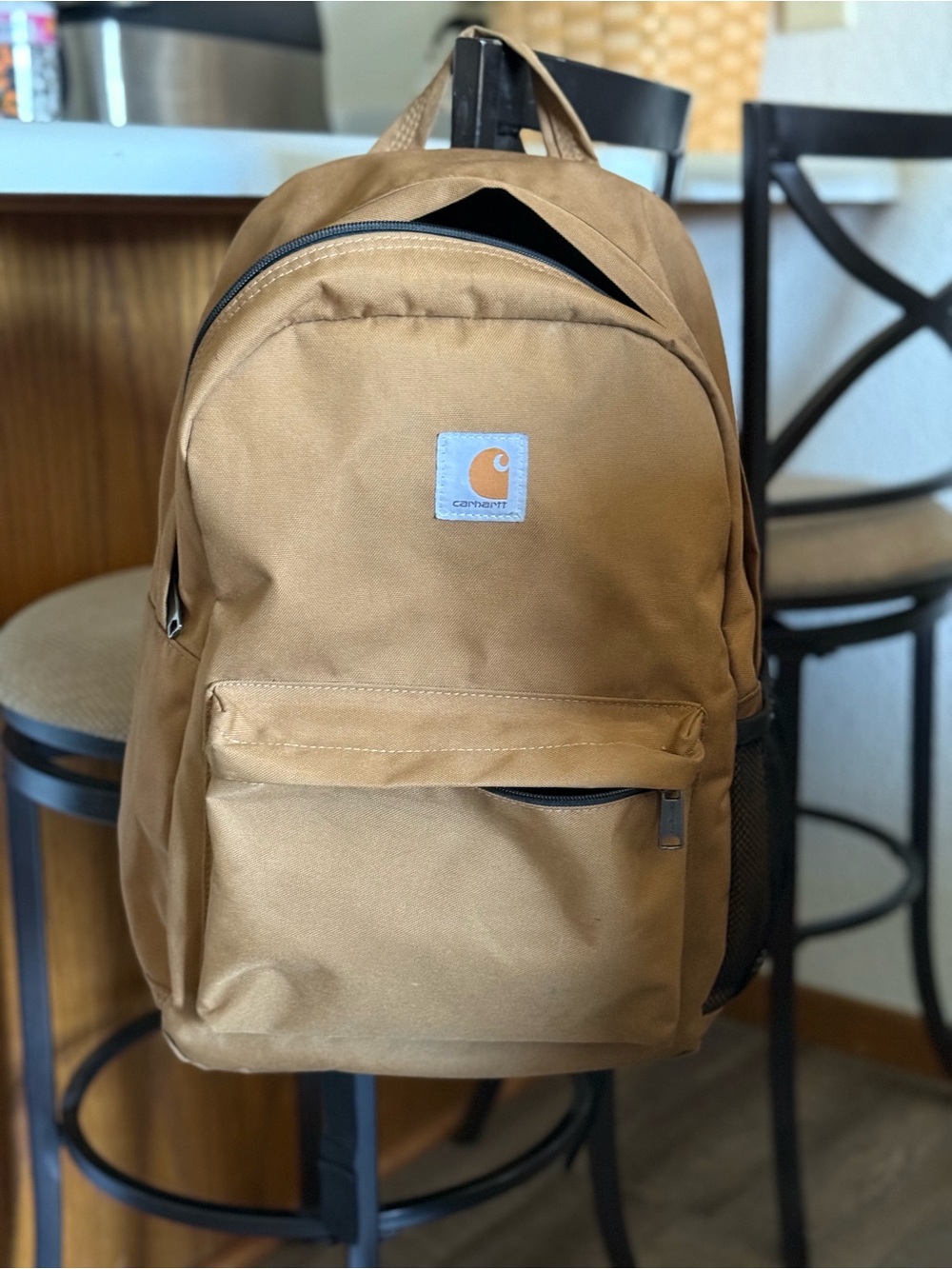 Carhartt Tan Canvas Backpack with Front Zip Pocket